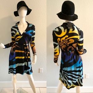 Olian Maternity Womens Wrap Dress Geometric Print